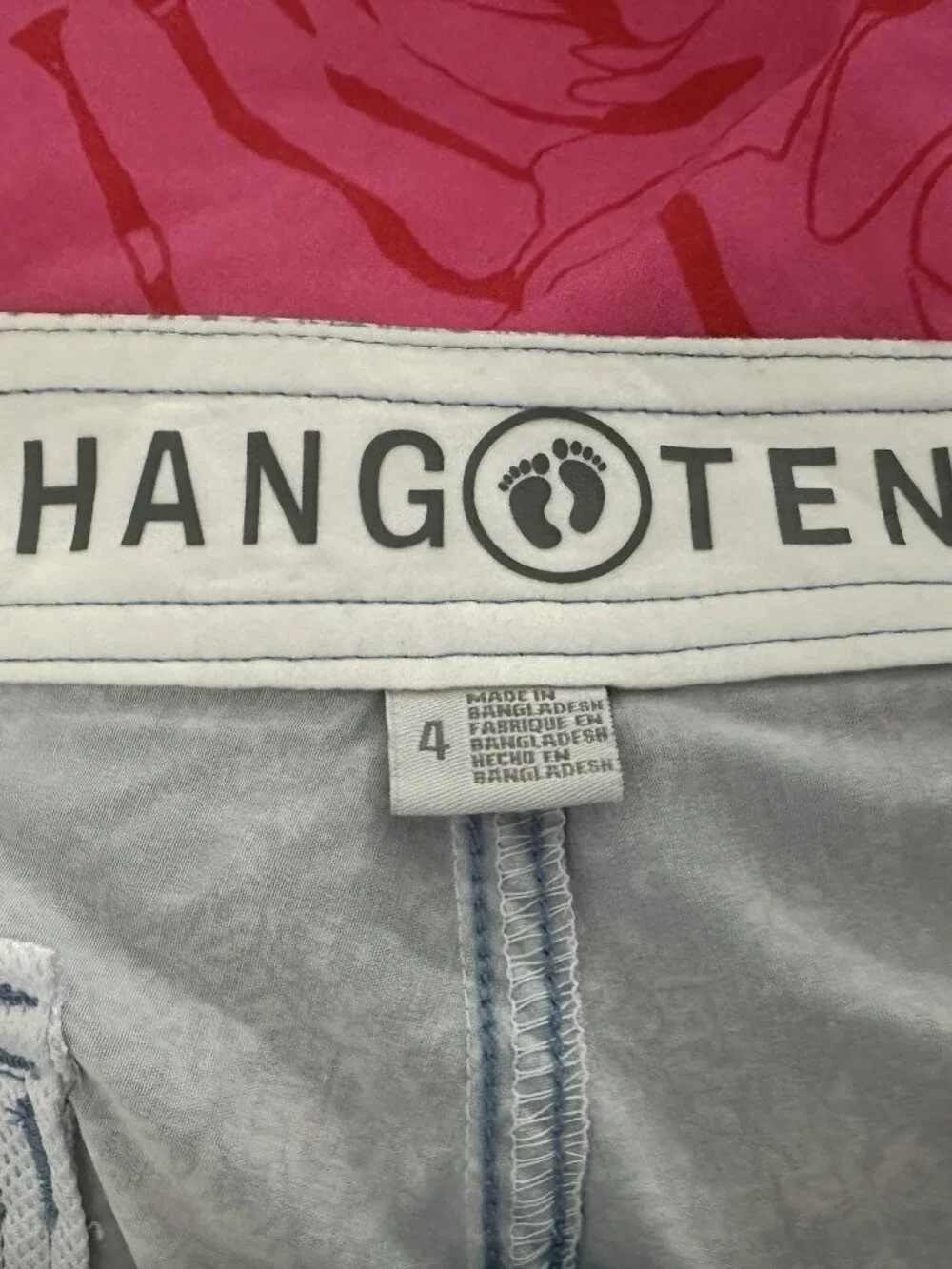 Hang Ten Women's Size 4 Light Blue Cotton Swim Trunks Floral Pattern